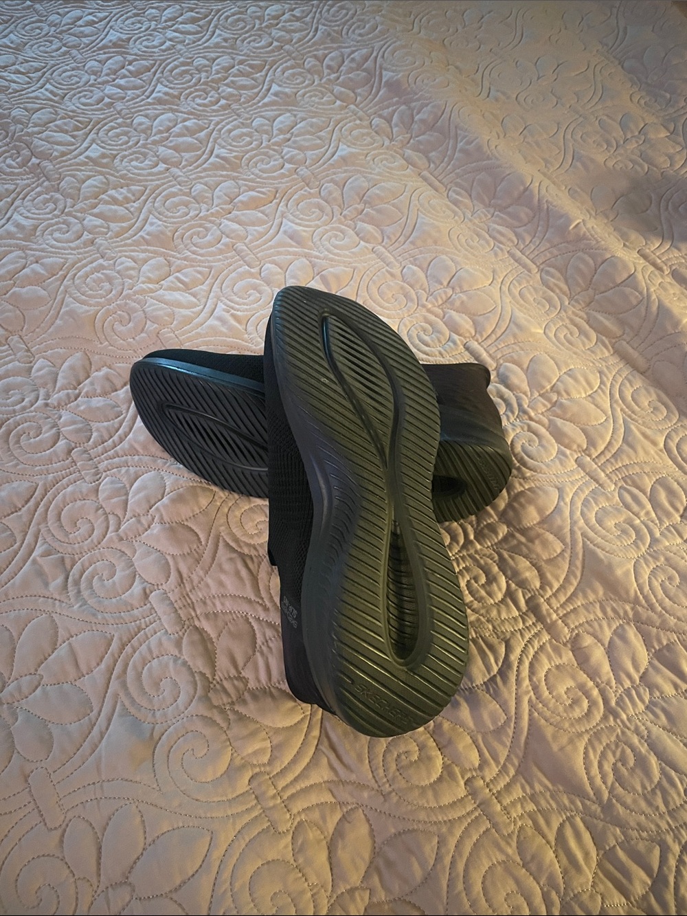 Skechers Women's Black Slip-On Knit Sneakers - Picture 2 of 3